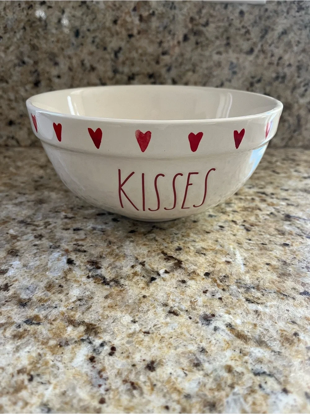 Rae Dunn Bowl with Red 'KISSES' Lettering Valentines